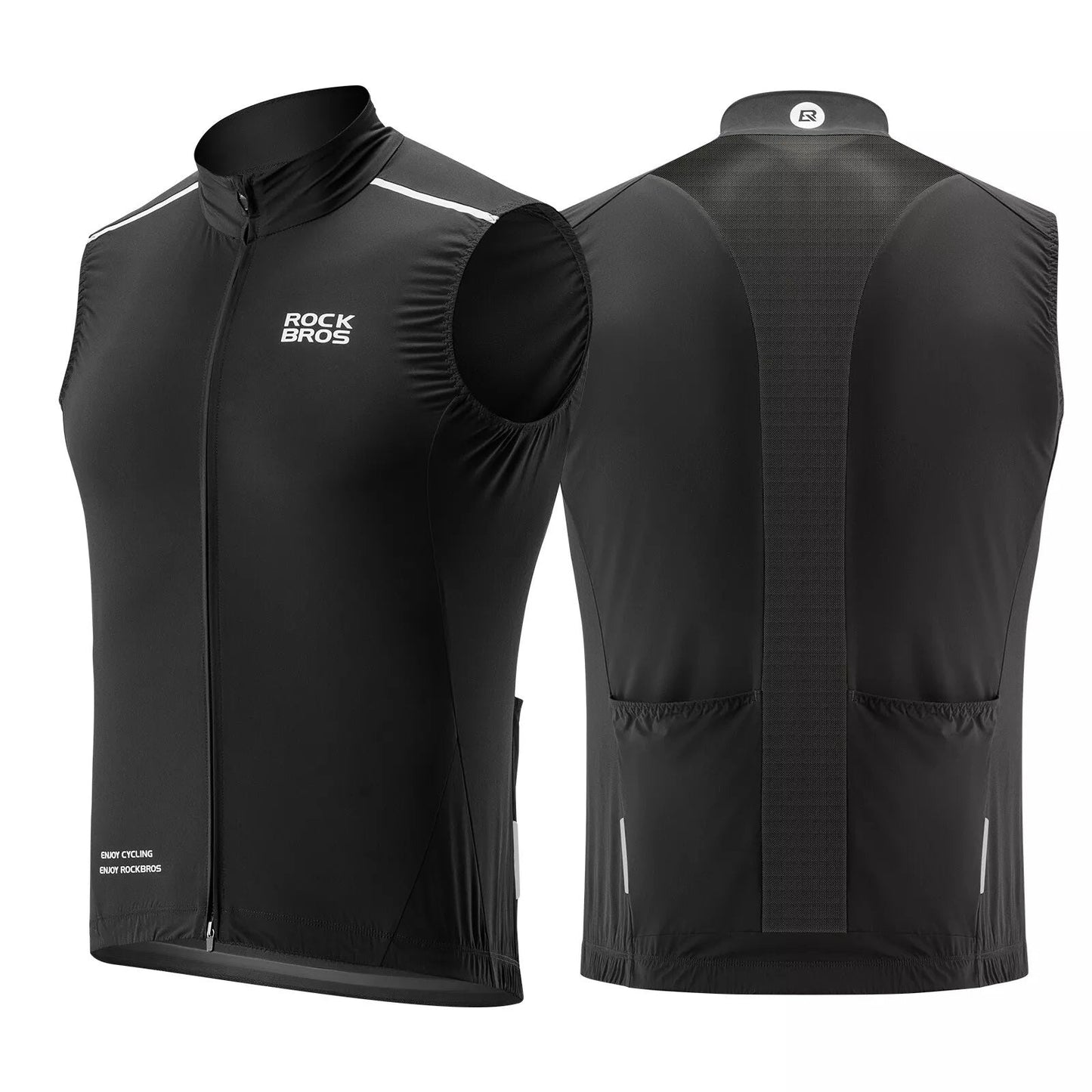 ROCKBROS szélmellény kerékpáros sportmellény szélálló figyelmeztető mellény kerékpáros ujjatlan kabát vízlepergető softshell mellény