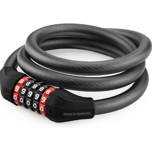 ROCKBROS Kerékpárzár 120cm/180cm kábelzár 5 részes kombinált zár acél