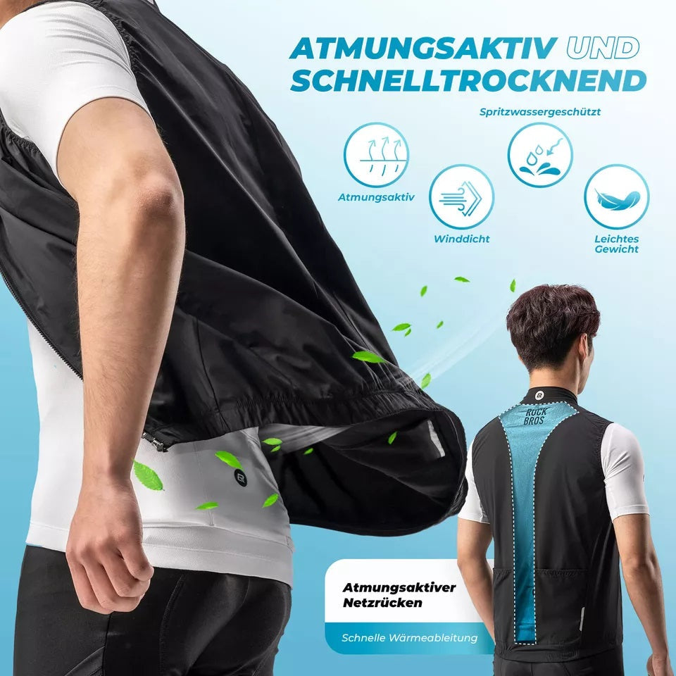 ROCKBROS szélmellény kerékpáros sportmellény szélálló figyelmeztető mellény kerékpáros ujjatlan kabát vízlepergető softshell mellény