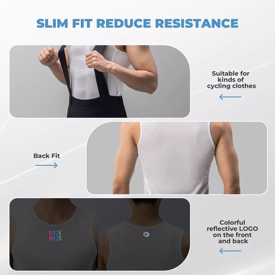 ROCKBROS Undershirt férfi kerékpáros mellény, légáteresztő tankfelső réteg, fehér
