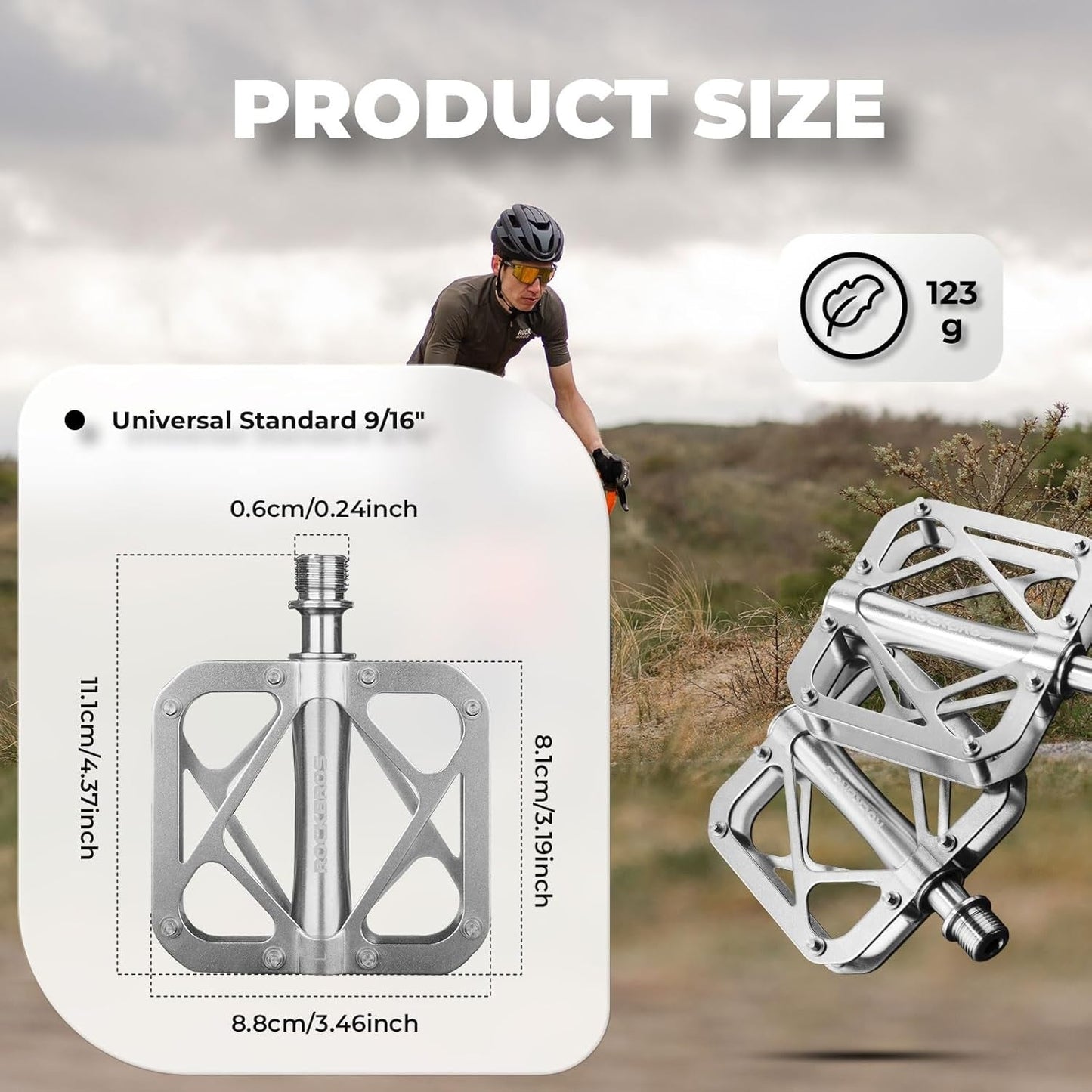 ROCKBROS kerékpár pedálok mountain bike titán ötvözetből 3 csapágyas MTB pedál platform MTB 250g lighthoz