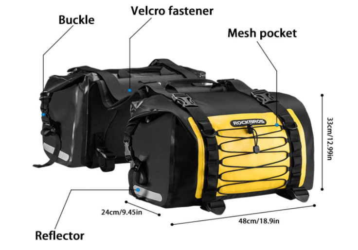 ROCKBROS AS-010 motorkerékpár dupla nyeregtáska, vízálló, kb. 62 l