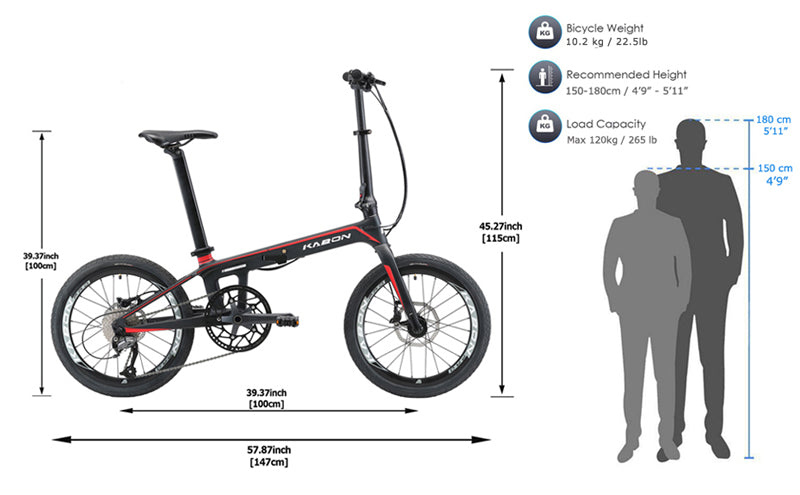 KABON City összecsukható kerékpár Carbon Shimano Altus 9S 20 hüvelykes