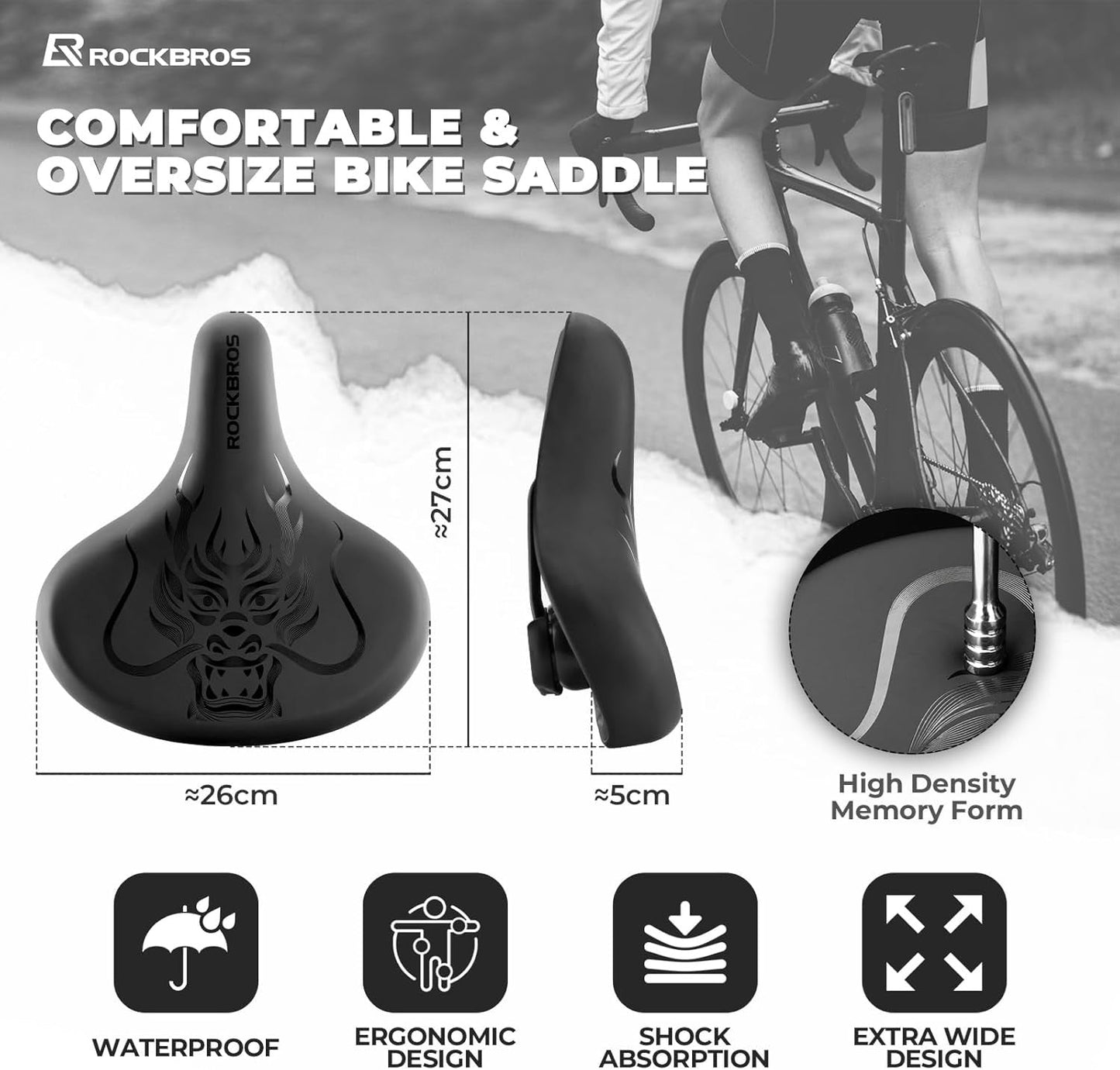 ROCKBROS kerékpár nyereg kényelmes kerékpár nyereg ergonomikus széles BMX MTB országúti kerékpárhoz kényelmes