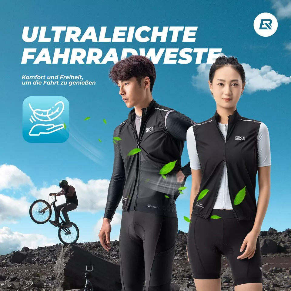 ROCKBROS szélmellény kerékpáros sportmellény szélálló figyelmeztető mellény kerékpáros ujjatlan kabát vízlepergető softshell mellény