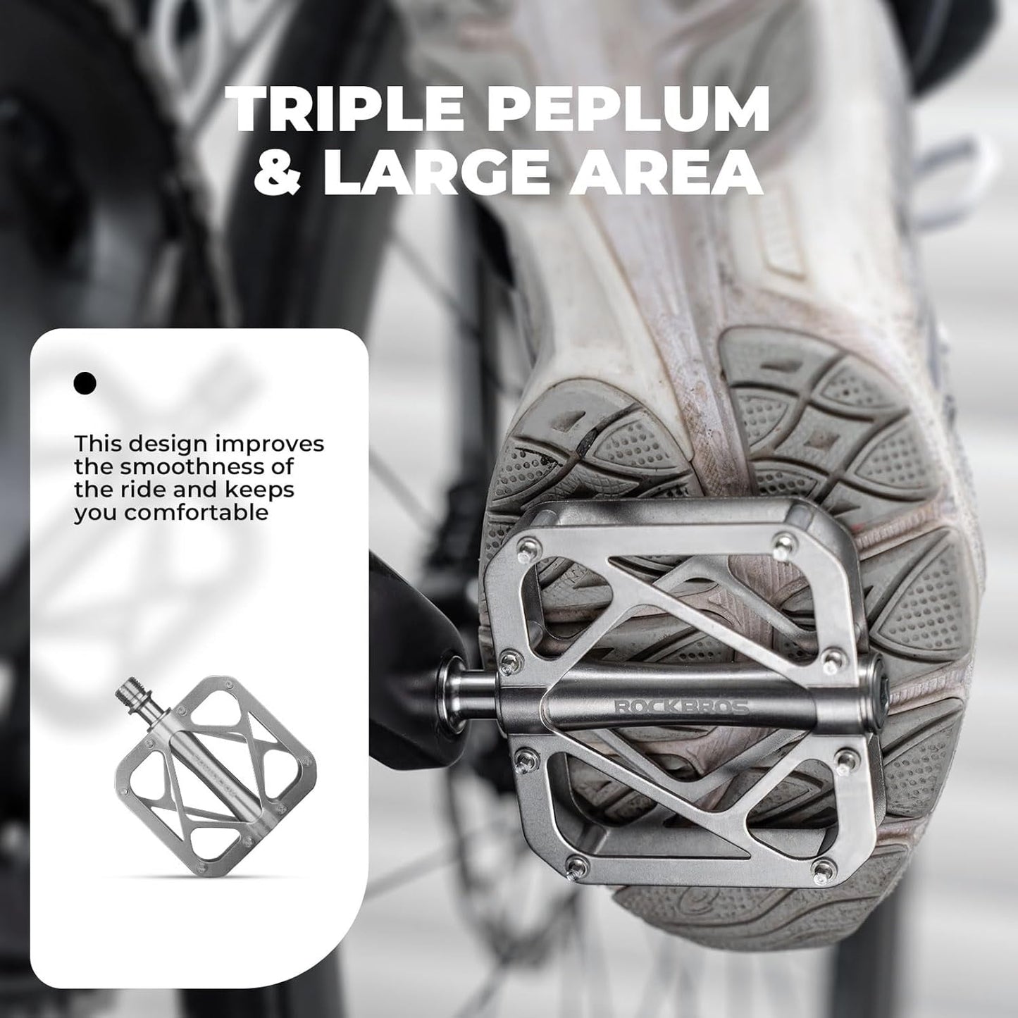 ROCKBROS kerékpár pedálok mountain bike titán ötvözetből 3 csapágyas MTB pedál platform MTB 250g lighthoz