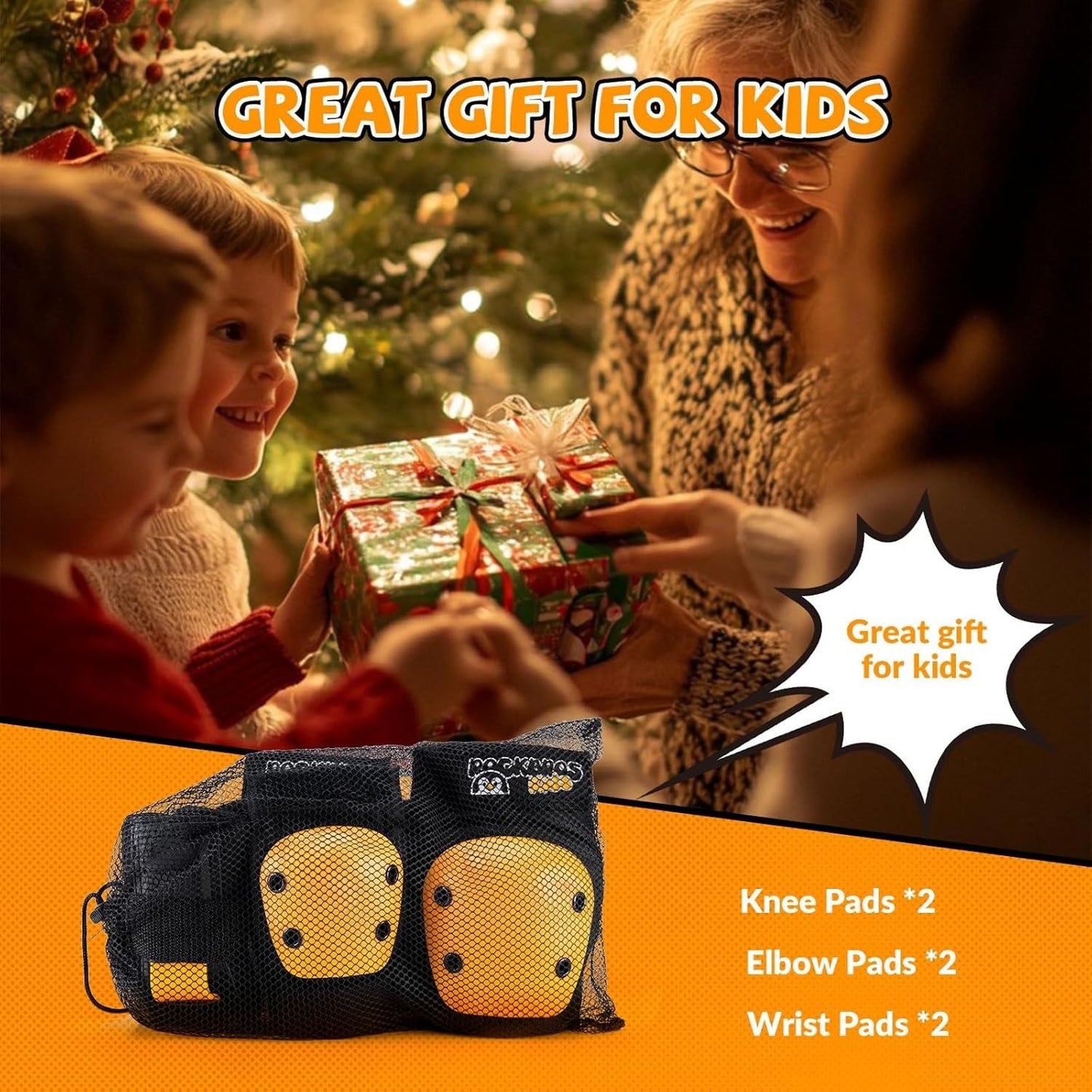 ROCKBROS térdvédő gyerekeknek 6 az 1-ben szett korcsolyavédők beépített térdvédők csuklóvédők és könyökvédők kerékpár gördeszka sport lányoknak és fiúknak