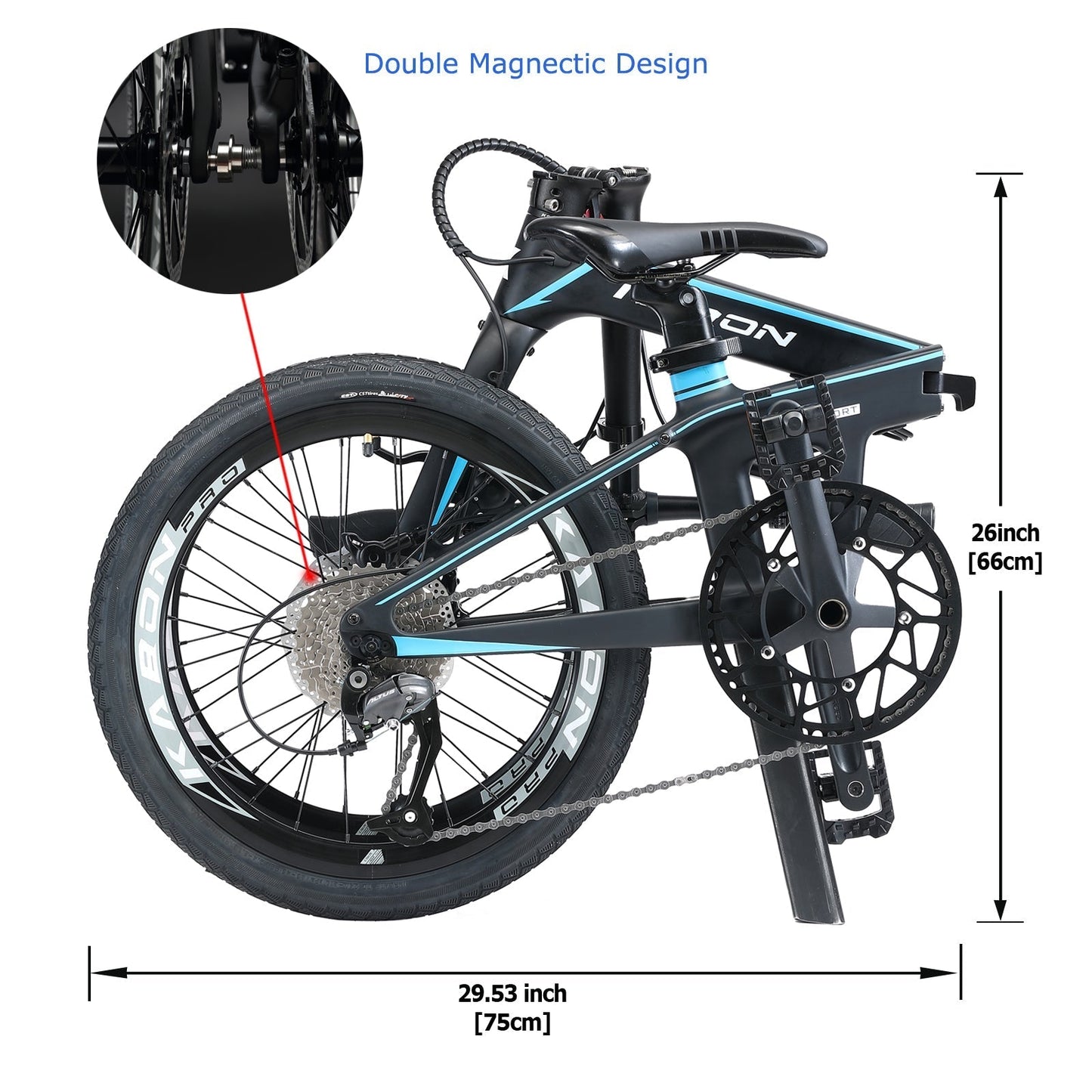 KABON City összecsukható kerékpár Carbon Shimano Altus 9S 20 hüvelykes