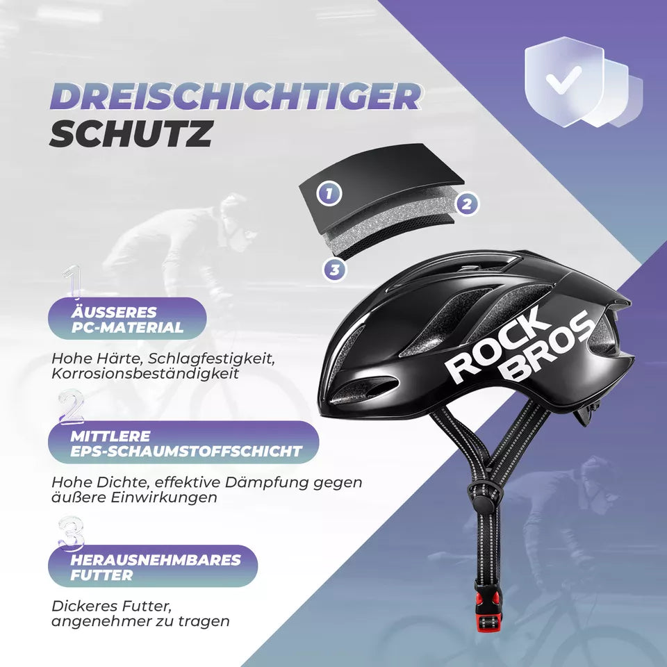 ROCKBROS kerékpáros sisak országúti kerékpáros sisak 58-62cm unisex felnőtt MTB országúti kerékpáros sisakhoz