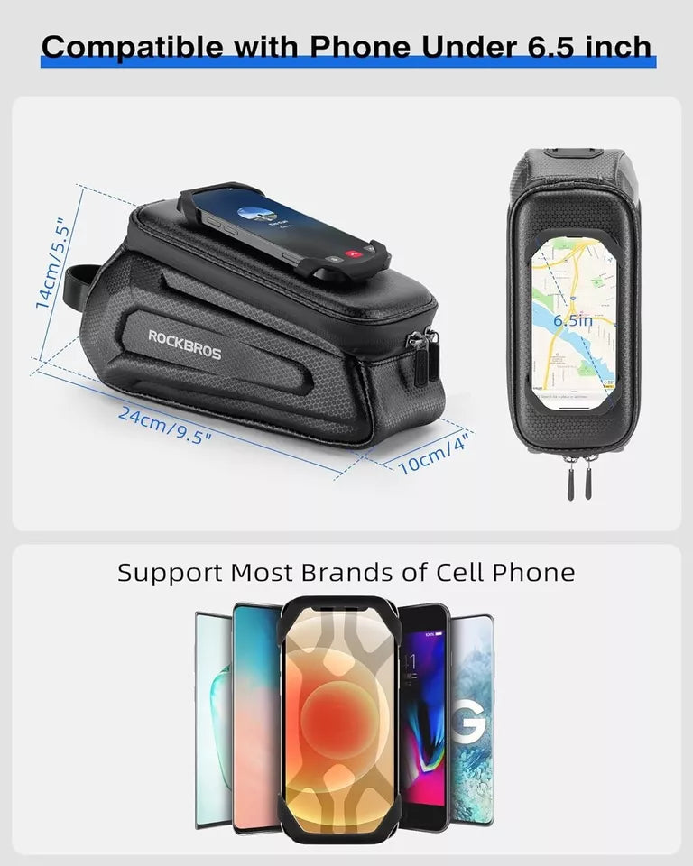 ROCKBROS kerékpártáska 1,5 literes kemény vázas táska mobiltelefon tartóval 6,5 hüvelykig