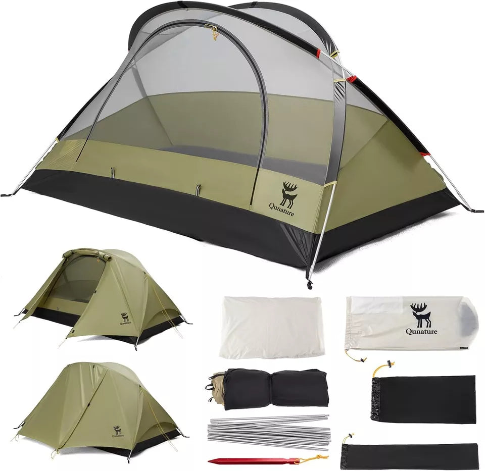 Qunature Camping Sátor 2 fő részére Hátizsák sátor Vízálló sátor X-szerkezettel