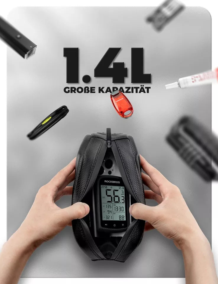 ROCKBROS 1.4L váztáska kerékpár táska kerékpárvázhoz 6,8 hüvelykig vízálló