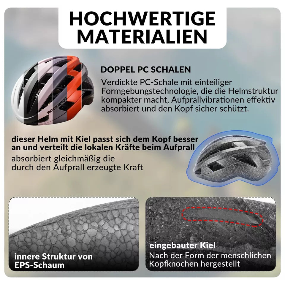 ROCKBROS kerékpáros sisak országúti kerékpár PC + EPS 54-58 cm kerékpáros sisak női férfi lengéscsillapítás