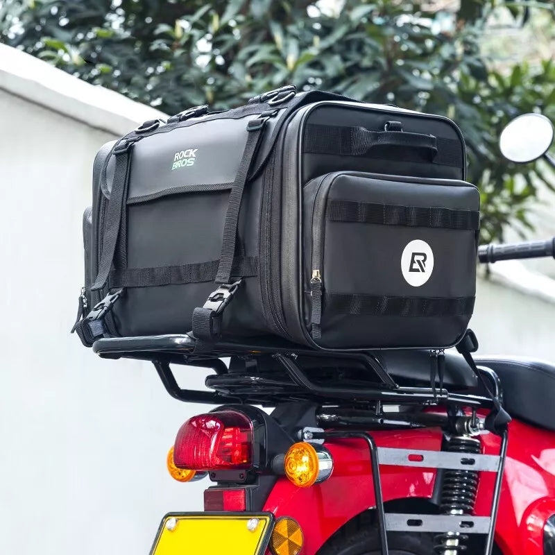 ROCKBROS motorkerékpár faroktáska 50L esővédővel, PVC hátsó üléstáskával, hátul összecsukható