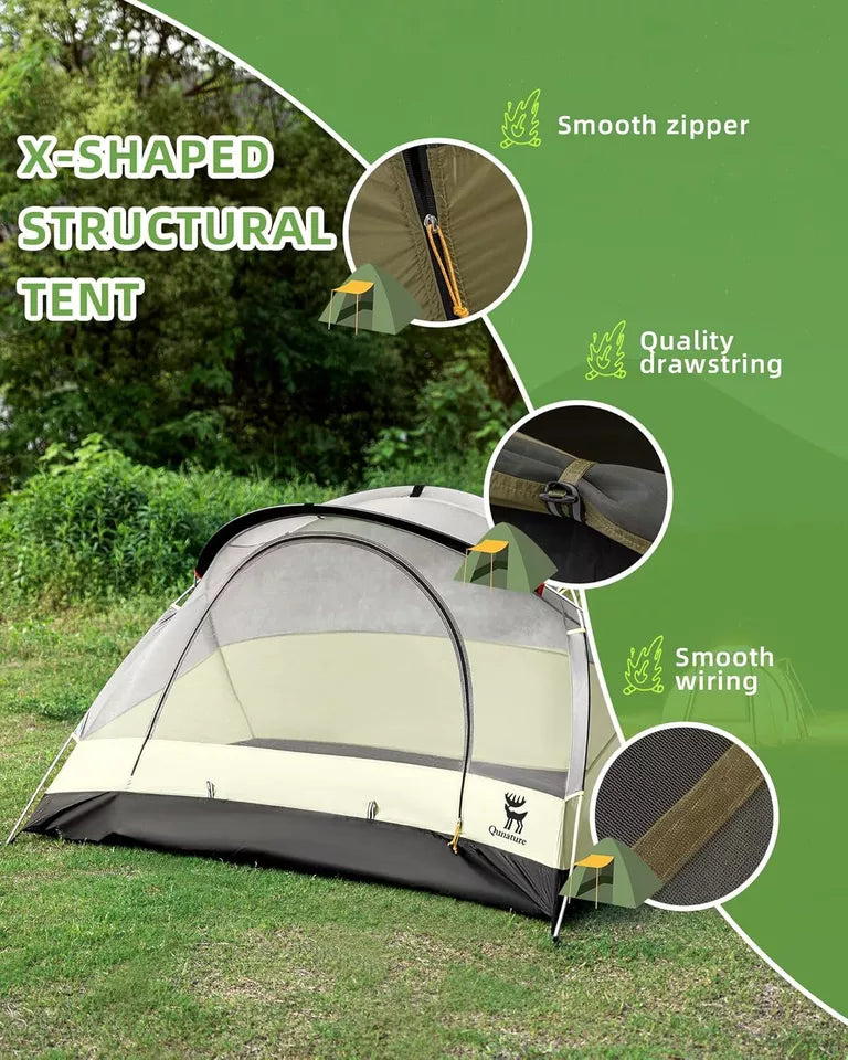 Qunature Camping Sátor 2 fő részére Hátizsák sátor Vízálló sátor X-szerkezettel