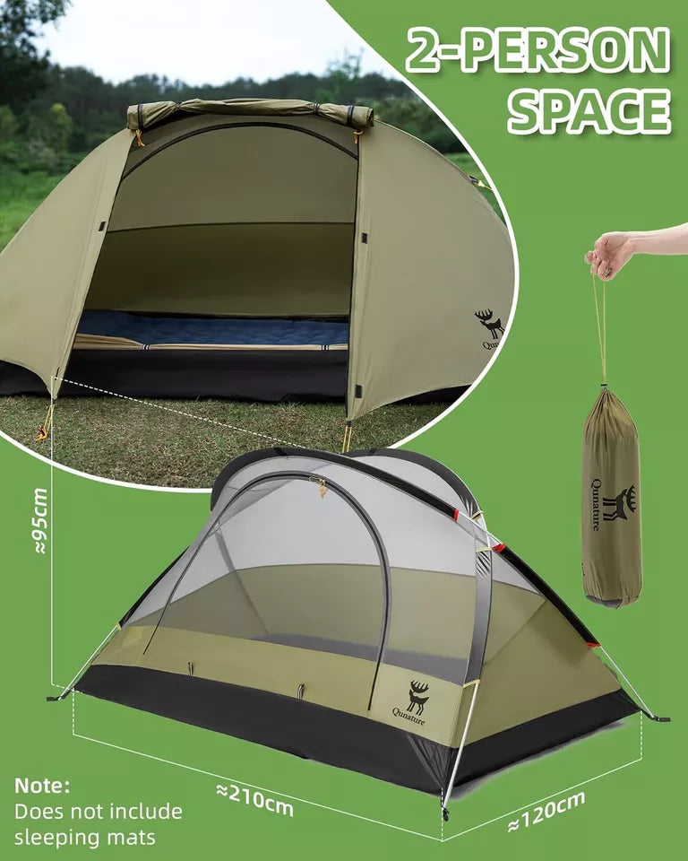 Qunature Camping Sátor 2 fő részére Hátizsák sátor Vízálló sátor X-szerkezettel