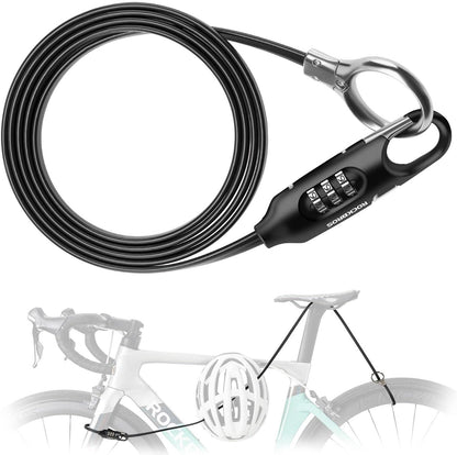 ROCKBROS biciklizár kábelzár 150cm számkódos lopásgátló kerékpár rollerhez babakocsi piros / fekete