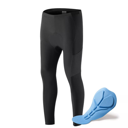 ROCKBROS férfi kerékpáros nadrág, hosszú kompressziós kerékpáros nadrág zsebekkel, párnázott leggings, rugalmas, légáteresztő kerékpáros nadrág ülőpárnával őszre/tavaszra