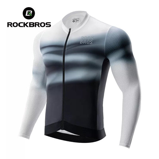 ROCKBROS férfi kerékpáros mez, hosszú ujjú kerékpáros mez, kerékpáros mez kerékpározáshoz, kerékpározáshoz, MTB-hez, országúti kerékpárhoz, kerékpáros ruházathoz, légáteresztő, gyorsan száradó
