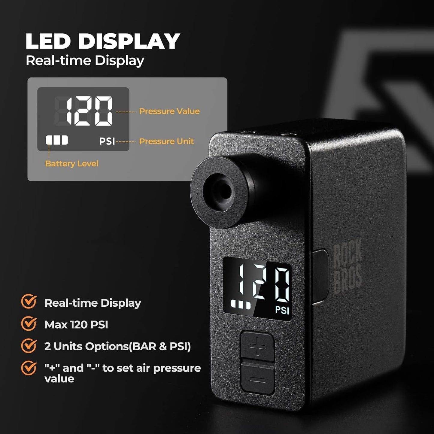 ROCKBROS elektromos kerékpár szivattyú 120 PSI hordozható mini szivattyúk újratölthető 450 mAh apró E-szivattyú kis kompresszor