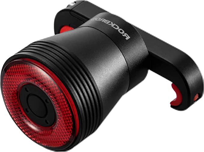 ROCKBROS intelligens újratölthető kerékpár hátsó lámpa, 60 lumen, 4 mód, IP65 vízálló, automatikus bekapcsolással