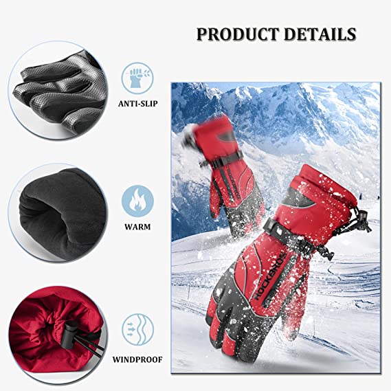ROCKBROS Winter Gloves Ski Women Férfi Meleg szélálló snowboardozáshoz -20 fok