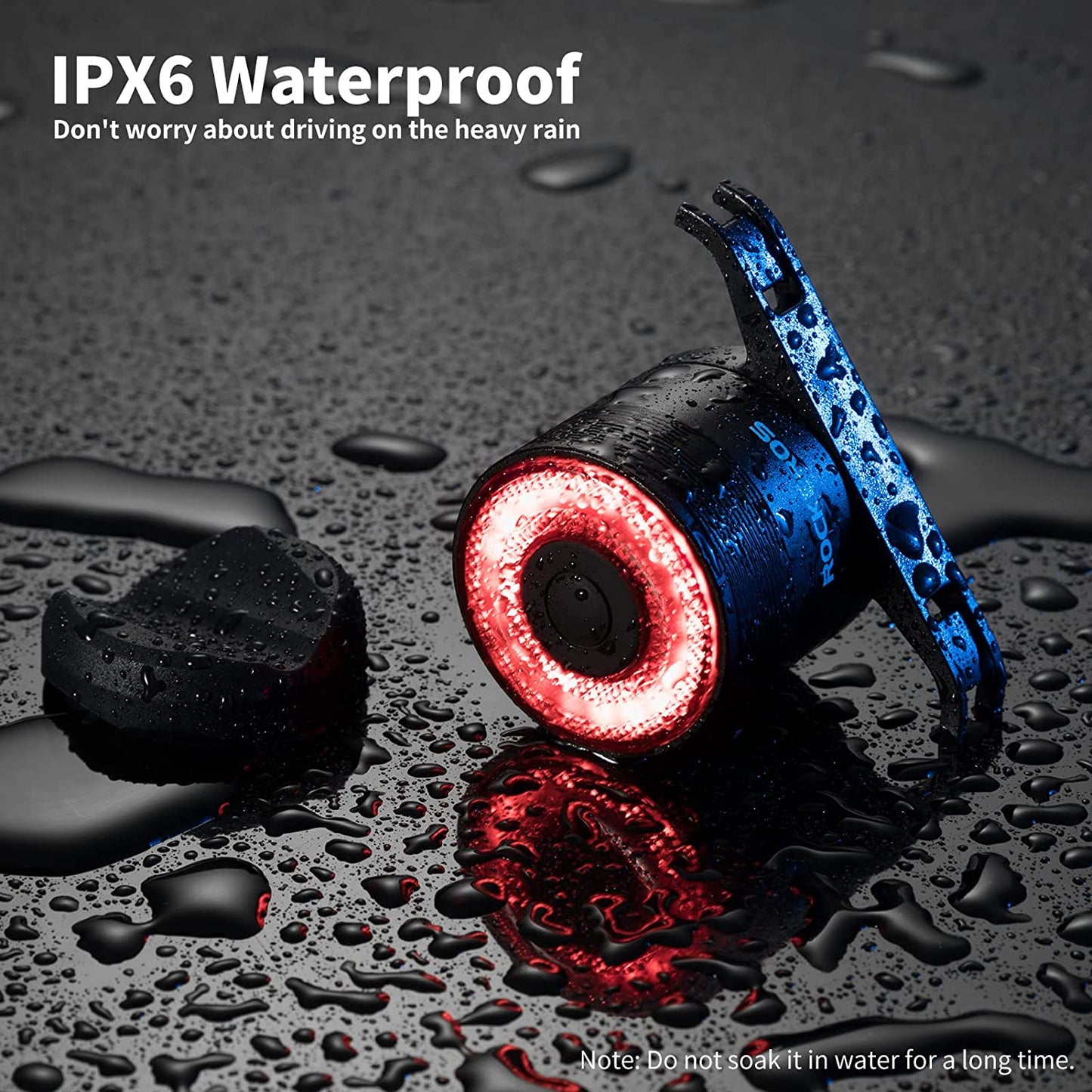 ROCKBROS intelligens újratölthető kerékpár hátsó lámpa 4 mód IPX6 vízálló