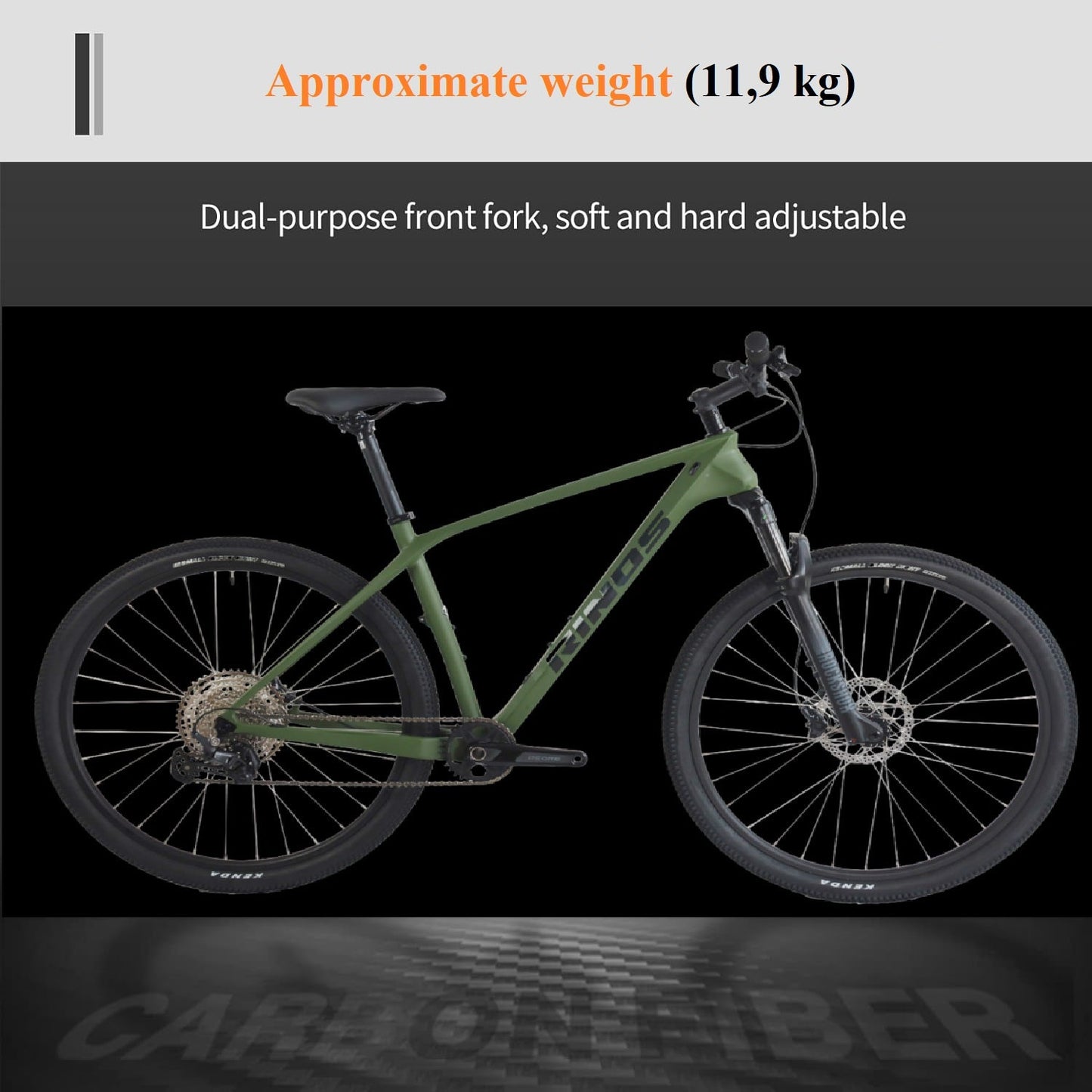 RINOS Gaia2.0 karbon MTB Shimano Deore 12 sebességes Hardtail Rockshox