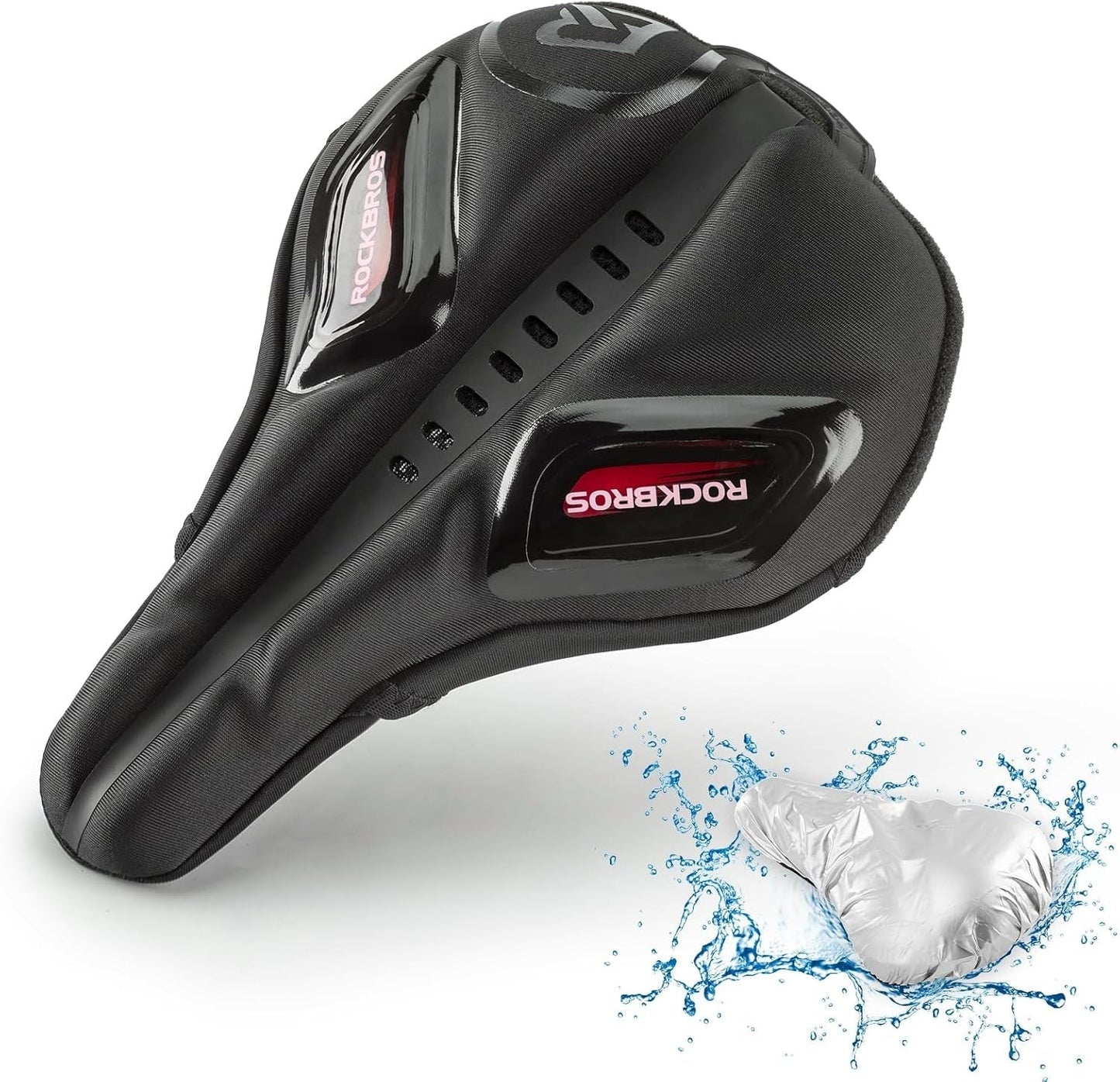 Kerékpár üléshuzat esővédő zselés nyereghuzattal MTB országúti kerékpárhoz e-bike piros/kék