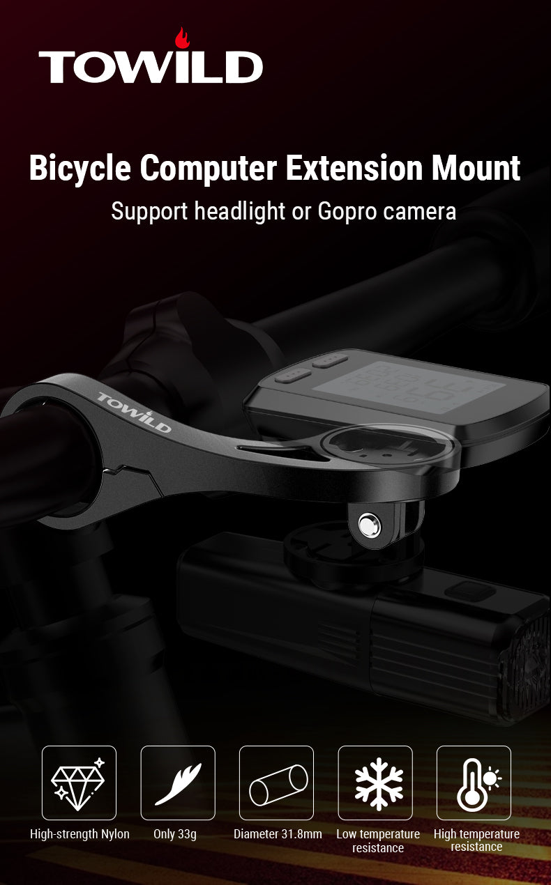 TOWILD AS90 Kerékpárkormány zseblámpa tartó hosszabbító konzol kerékpárkomputer lámpához és GoPro GARMIN XOSS iGPSporthoz