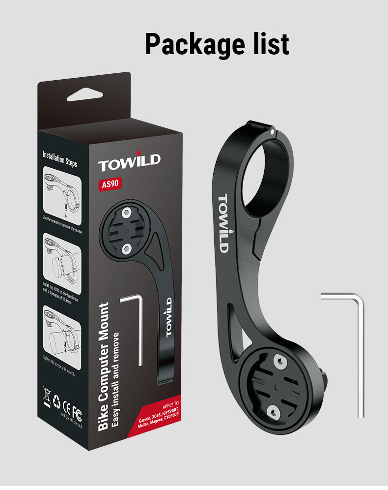 TOWILD AS90 Kerékpárkormány zseblámpa tartó hosszabbító konzol kerékpárkomputer lámpához és GoPro GARMIN XOSS iGPSporthoz