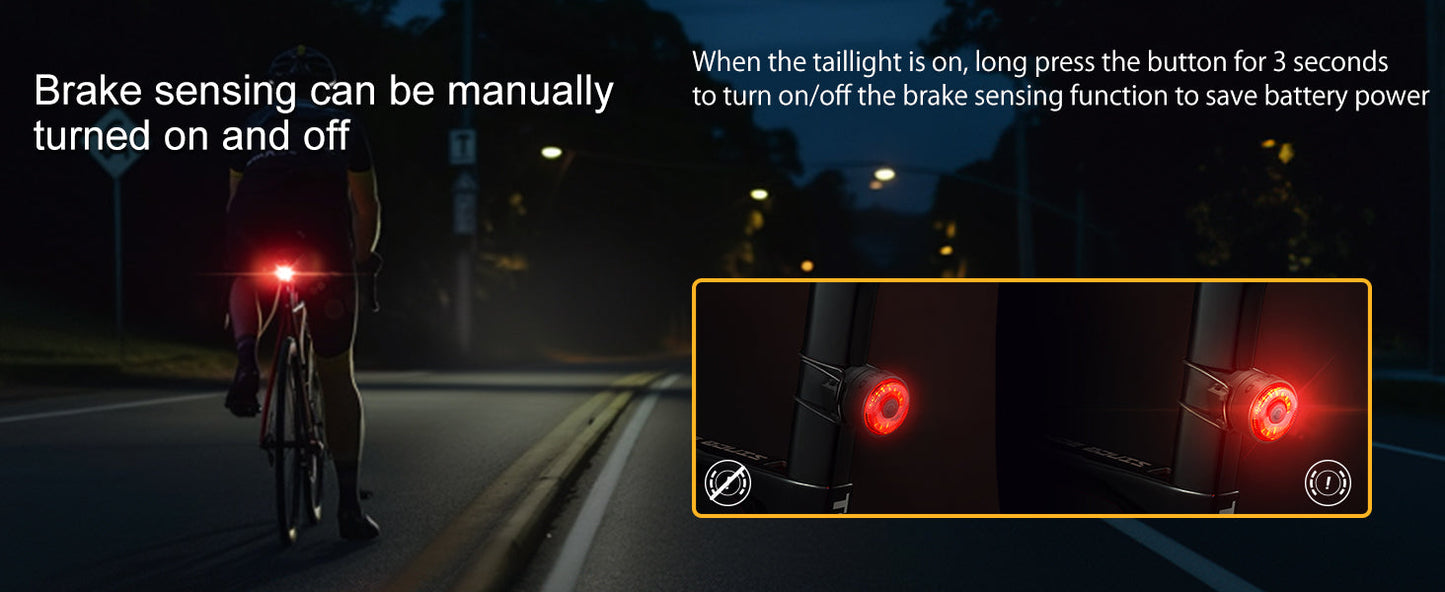 TOWILD TL03 Kerékpár hátsó lámpafék automatikus érzékelő kerékpáros hátsó lámpa USB újratölthető hátsó lámpa IPX7 vízálló 3 biztonsági mód Ultra fényes éjszakai biztonságos motorozáshoz