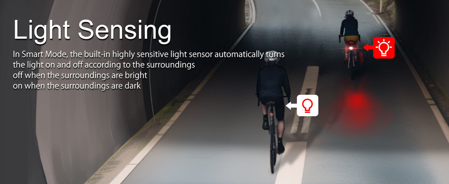 TOWILD TL03 Kerékpár hátsó lámpafék automatikus érzékelő kerékpáros hátsó lámpa USB újratölthető hátsó lámpa IPX7 vízálló 3 biztonsági mód Ultra fényes éjszakai biztonságos motorozáshoz