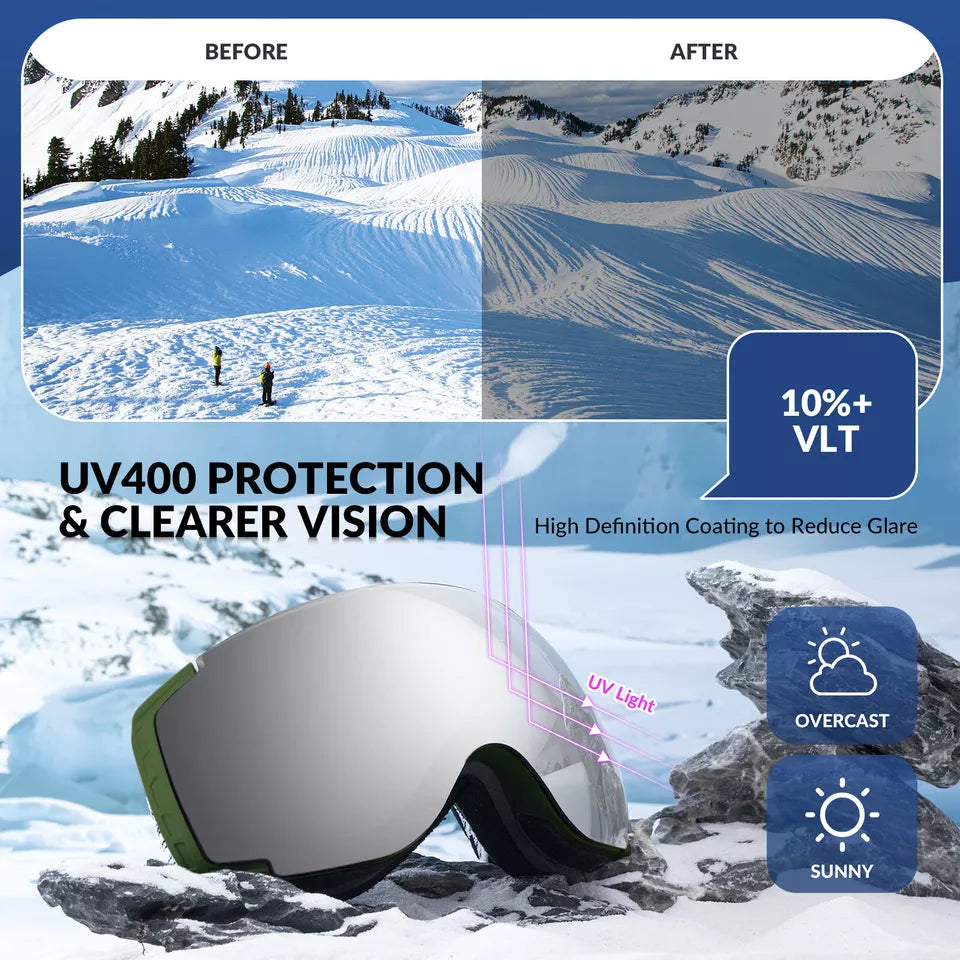 Qunature síszemüveg snowboard szemüveg páramentes UV400 női/férfi szemüvegeseknek