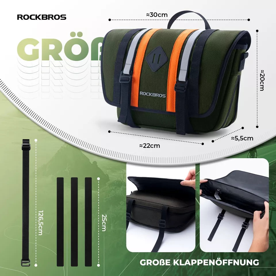 ROCKBROS 2,5L-4L kormánytáska első kerékpártáska kereszttáska vállpánttal zöld