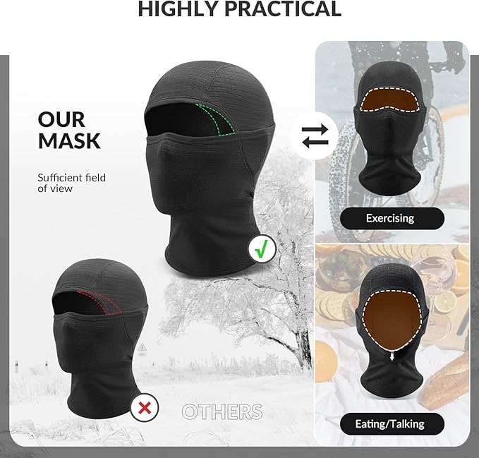 Qunature Balaclava Téli Símaszk Balaclava Sí Motorkerékpár Arcmaszk Női/Férfi Meleg, Szélálló Légáteresztő Balaclava szabadtéri sportokhoz Síelés Snowboard Kerékpározáshoz