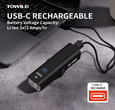 TOWILD CL1200 Garmin/GoPro Mount kompatibilis 1200 4000 mAh akkumulátoros vízálló kerékpáros lámpa ingázókhoz