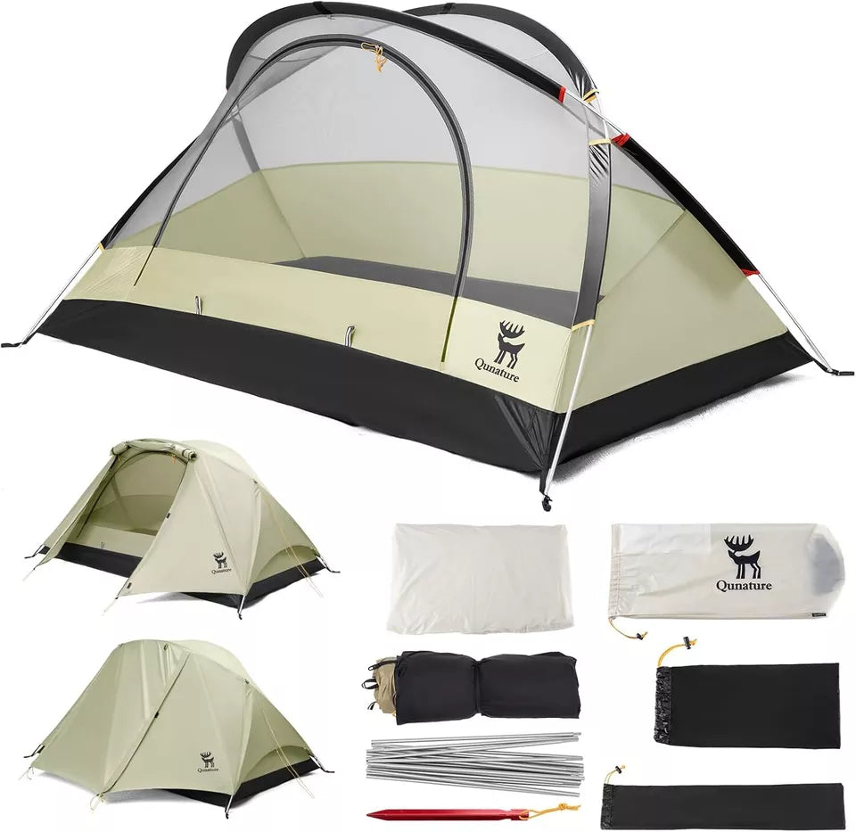 Qunature Camping Sátor 2 fő részére Hátizsák sátor Vízálló sátor X-szerkezettel