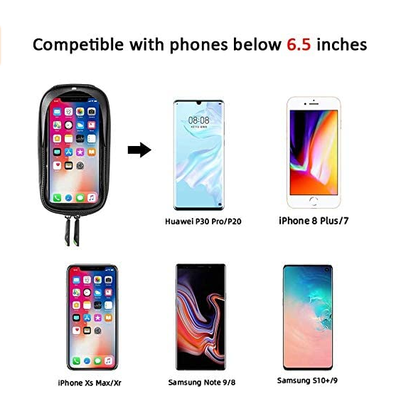ROCKBROS 017-1BK kerékpárvázas táska érintőképernyő akár 6,5 hüvelykes mobiltelefonhoz