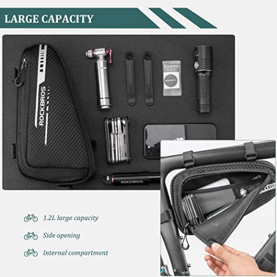 ROCKBROS B75 Bike Frame Bag Kerékpártáska Háromszög táska 1,2L Fekete