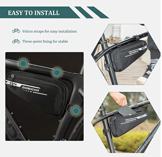 ROCKBROS B75 Bike Frame Bag Kerékpártáska Háromszög táska 1,2L Fekete