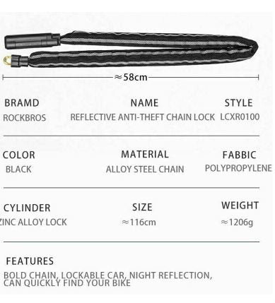 ROCKBROS LCXR0100 kerékpárzár lánc motorkerékpár zár 116cm kulccsal 6mm