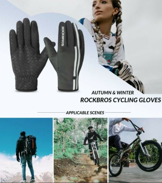 ROCKBROS Full Finger Gloves Kerékpáros kesztyű Érintőképernyős országúti kerékpár