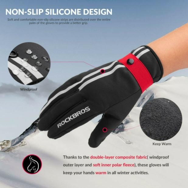ROCKBROS Full Finger Gloves Kerékpáros kesztyű Érintőképernyős országúti kerékpár