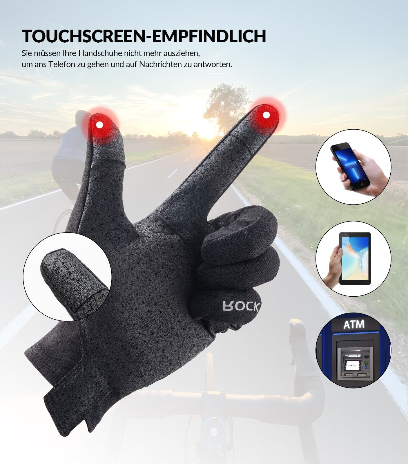 ROCKBROS S299 kerékpáros kesztyű érintőképernyős motorkerékpár
