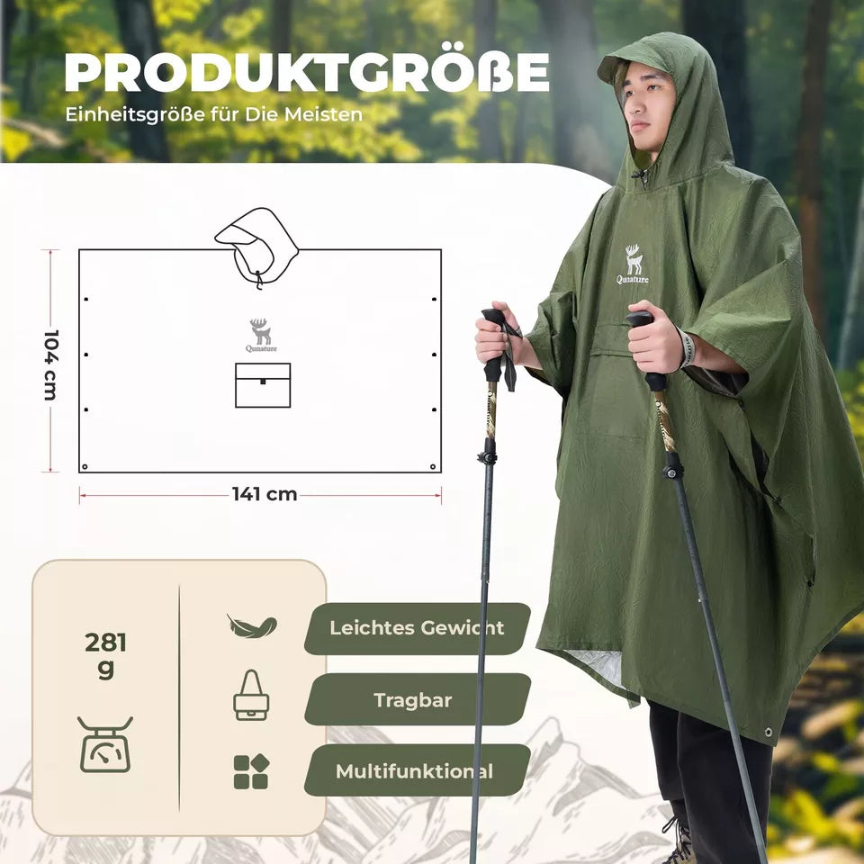 Qunature Outdoors Multifunkcionális Rain Poncho Kerékpár Rain Cape Rain Poncho