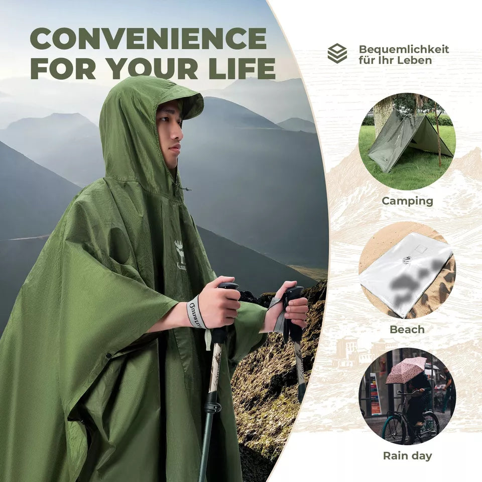 Qunature Outdoors Multifunkcionális Rain Poncho Kerékpár Rain Cape Rain Poncho