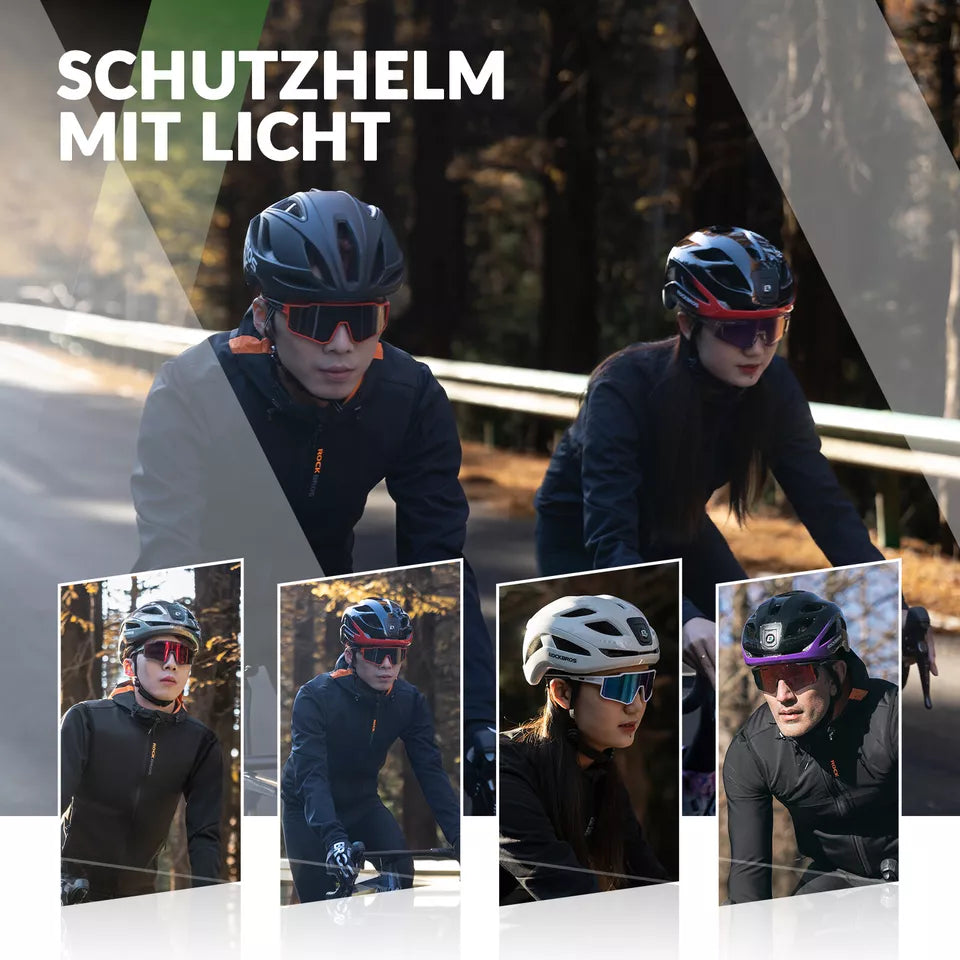 ROCKBROS kerékpáros sisak kerékpáros bukósisak biztonsági figyelmeztető lámpával védősisak 57-61 cm