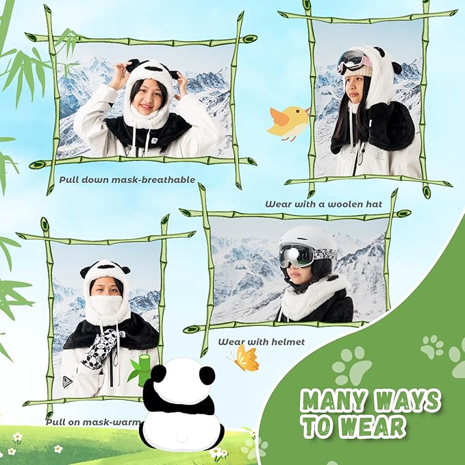 Qunature téli balaklava símaszk gyerekeknek és szülőknek panda design teljes arcmaszkok balaklava őszi és téli szabadtéri tevékenységekhez, mint például síelés motorozás kerékpározás