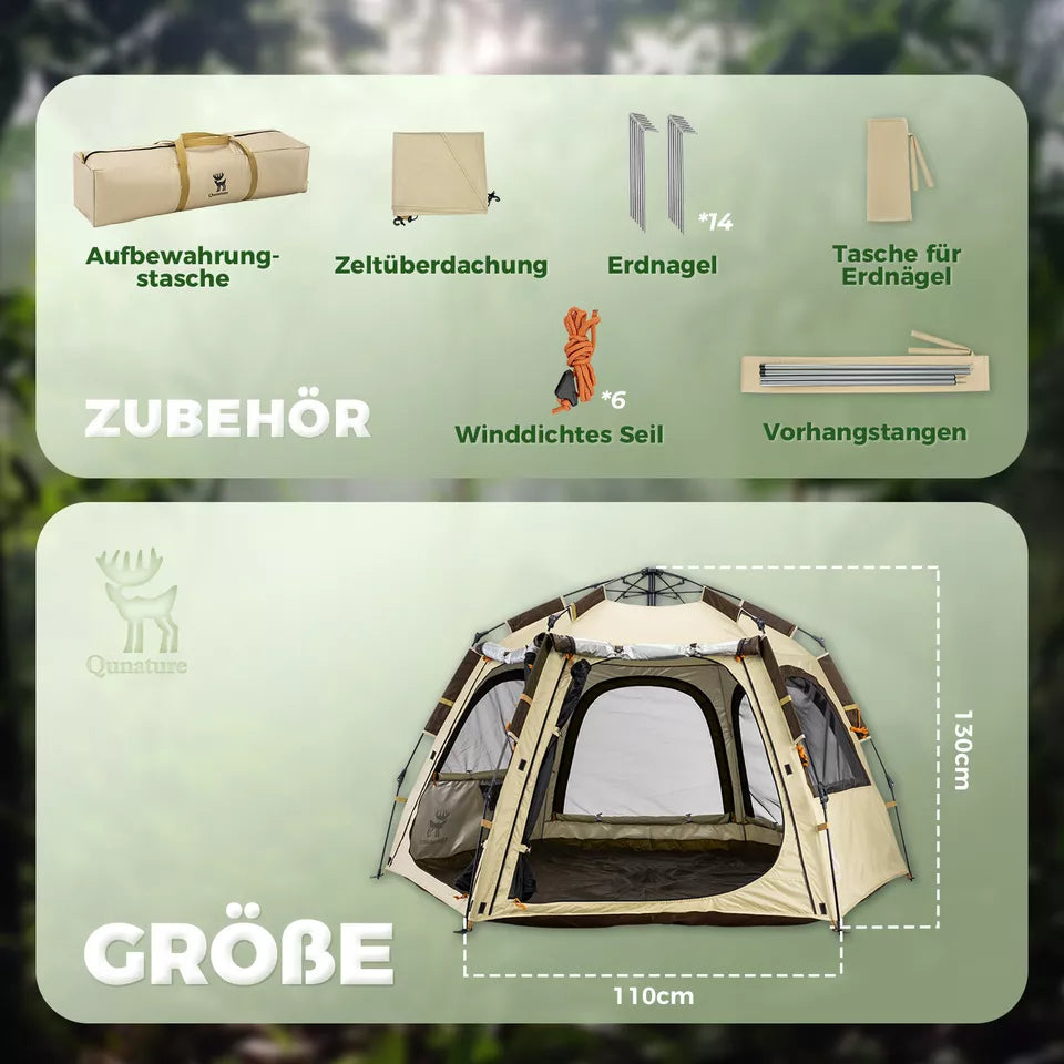 Qunature Camping Sátor 2-4 személyes felugró sátor Kupola sátor Kempingsátor Vízálló
